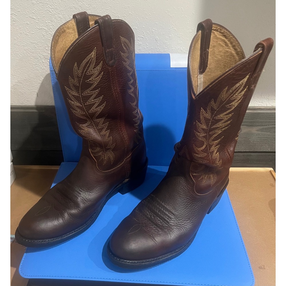 Double H Mens 1546 Work Western Brown Leather Cowboy Boots Made in USA Size 11 D